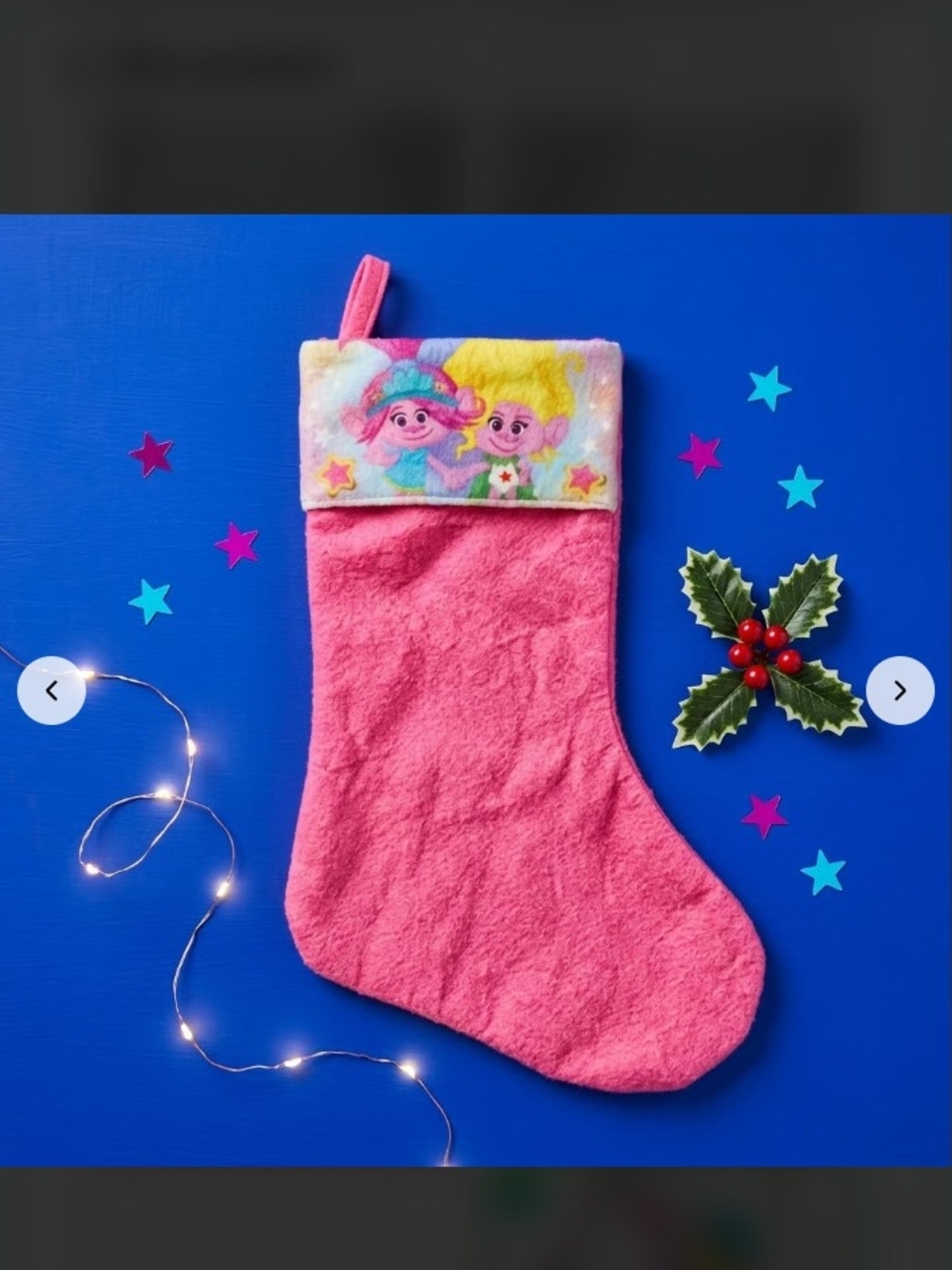 Girls Pink Trolls Christmas Stocking